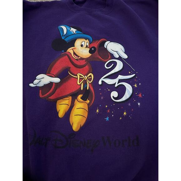 Disney World 25th Mickey Mouse Made USA Sweatshirt Purple Size Large Mickey Inc - Picture 3 of 6